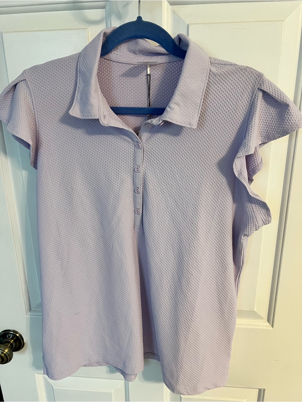 Calia Women's Textured Flutter-Sleeve Polo NWT 💜